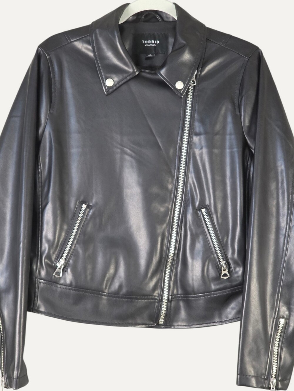 Torrid Black Faux Leather Asymmetrical Moto Jacket Size 0